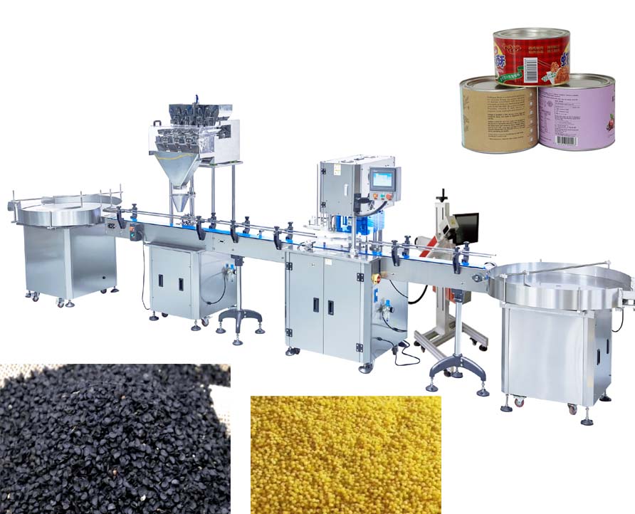 Small Particles Solid Filling Machine line (Linear 4 heads) for seeds,rice,cereals